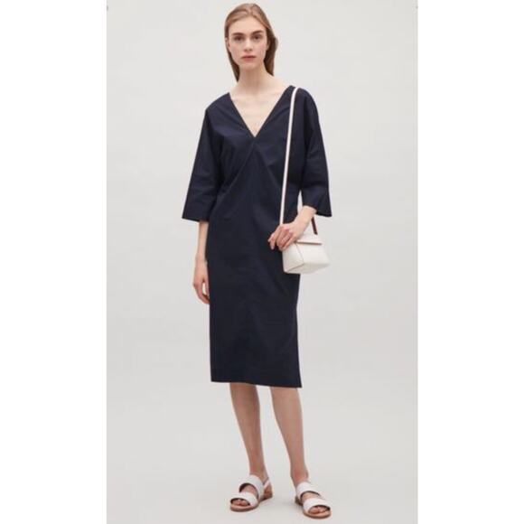 COS Navy V Neck Kaftan Dress - Picture 2 of 5